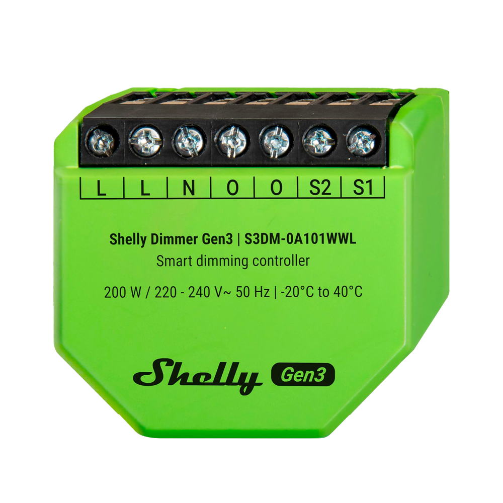 Shelly Dimmer Gen 3 Atenuación (Dimming) / 1x 200W SH-DIMMER-GEN3