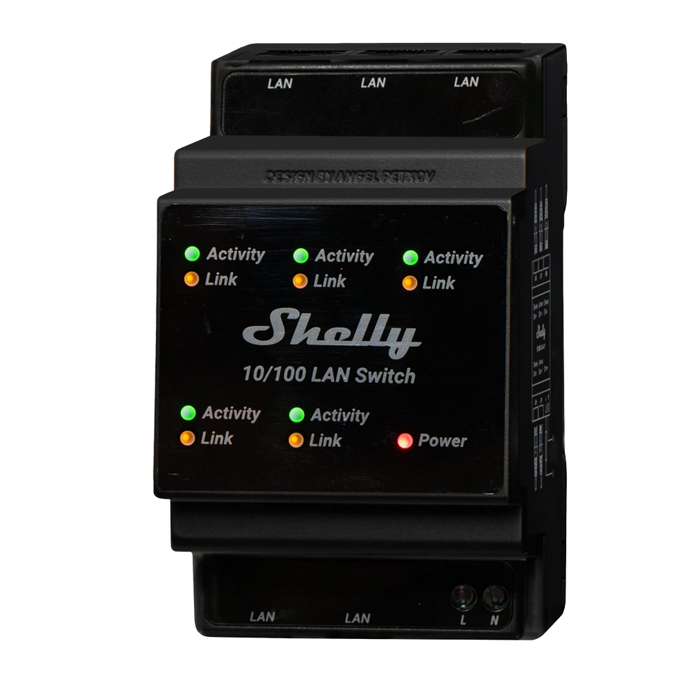 Shelly LAN Switch Añade 5 puertos RJ45 a tu cuadro eléctrico SH-LAN-SWITCH