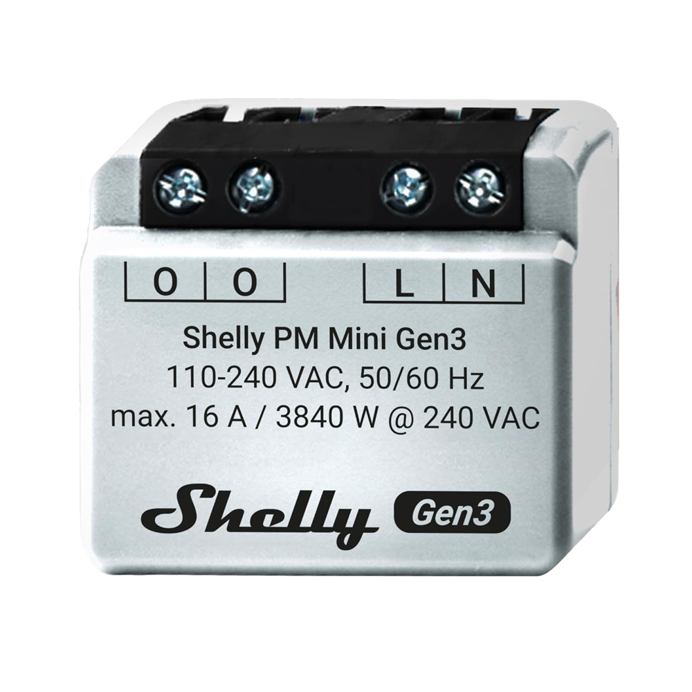 Shelly PM Mini Gen3 Medición de potencia precisa en tamaño mini SH-PM-MINI-GEN3