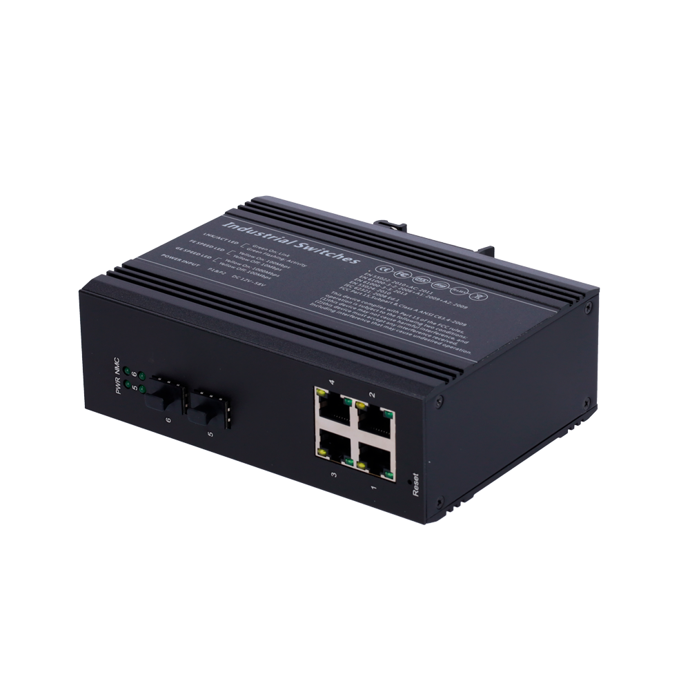 CCTV & Alarmas Switch PoE Marca Blanca Montaje en carril DIN SW0604HIPOE-MGF-120-DIN