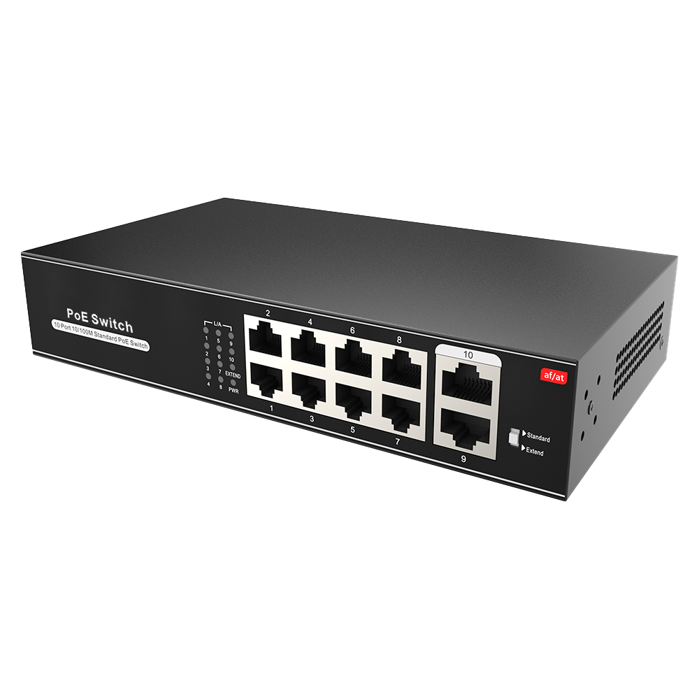 CCTV & Alarmas Switch PoE 8 puertos PoE + 2 Uplink RJ45 SW1008POE-100-E