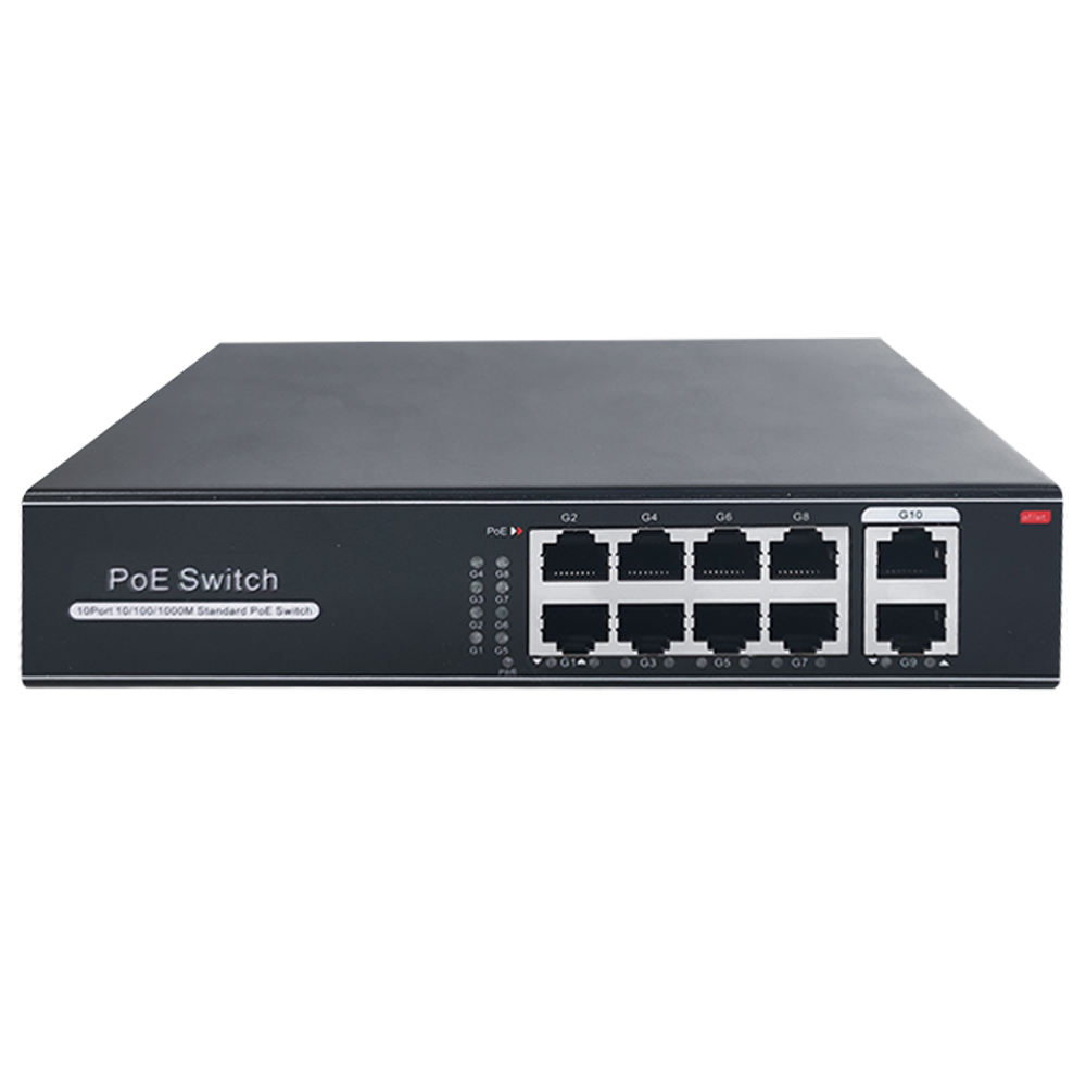 CCTV & Alarmas Switch PoE 8 puertos RJ45 + 2 RJ45 Uplink SW1008POE-G-120-E