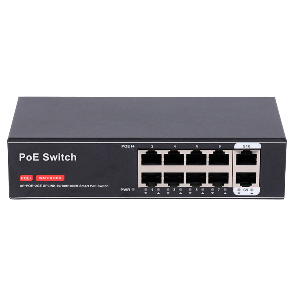 CCTV & Alarmas Switch PoE 8 puertos PoE + 2 Uplink RJ45 SW8FE2GE-100W