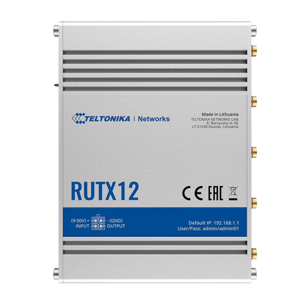 Teltonika Router Industrial Dual LTE Cat 6 hasta 600 Mbps TK-RUTX12