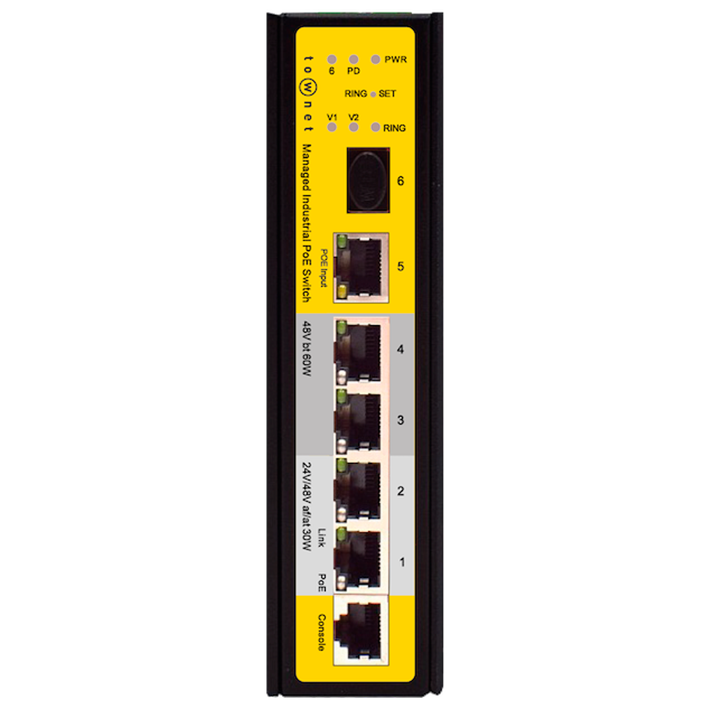 CCTV & Alarmas 5 puertos 10/100/1000Base T RJ45, 1 o 4 puertos TOW-TW-SB5-POE