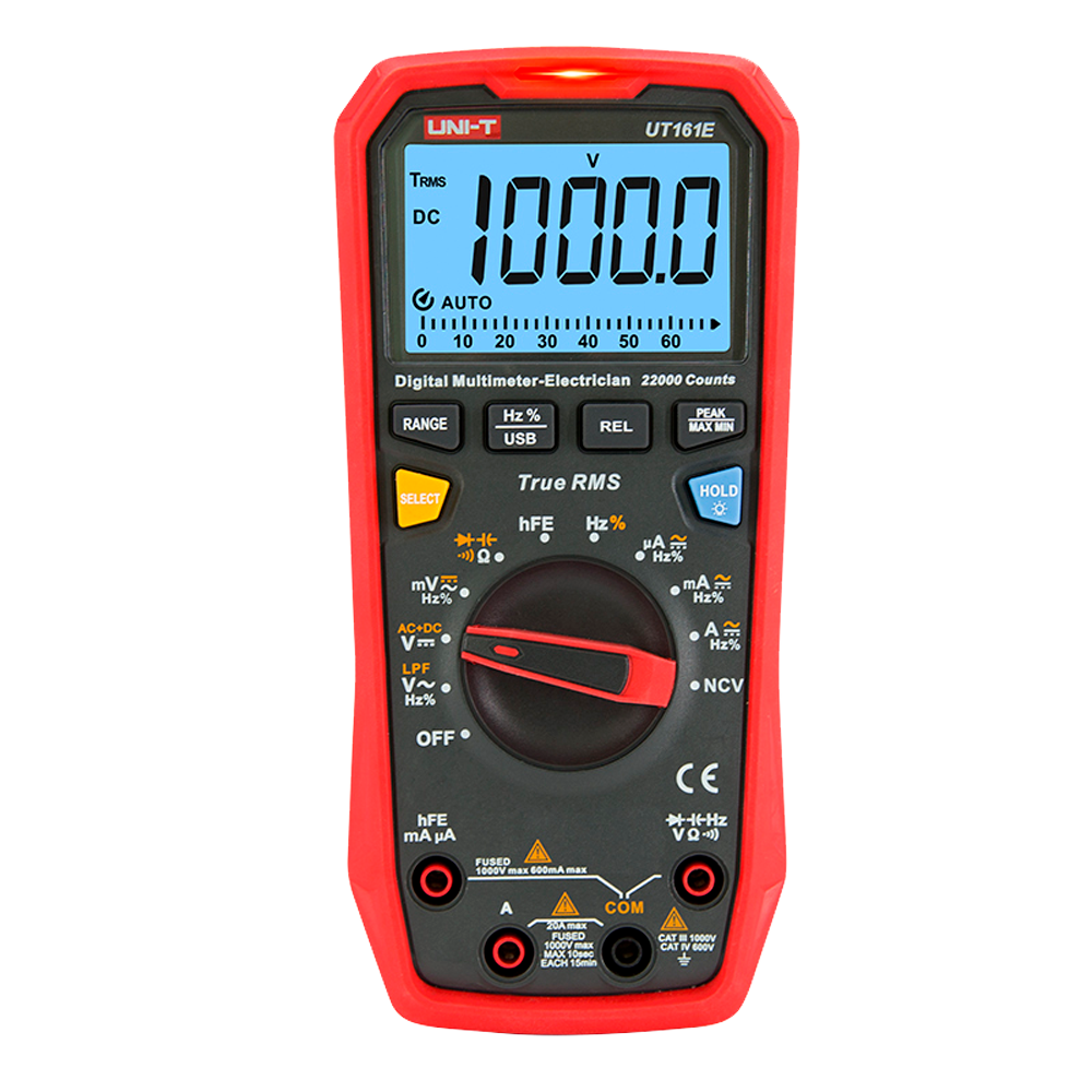 Uni-Trend Multímetro digital CAT III Pantalla LED de hasta 6000 cuentas UT161B