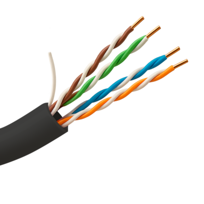 CCTV & Alarmas Cable UTP Categoría 5E Conductor CCA 24AWG color negro UTP5E-305-OUTDOOR