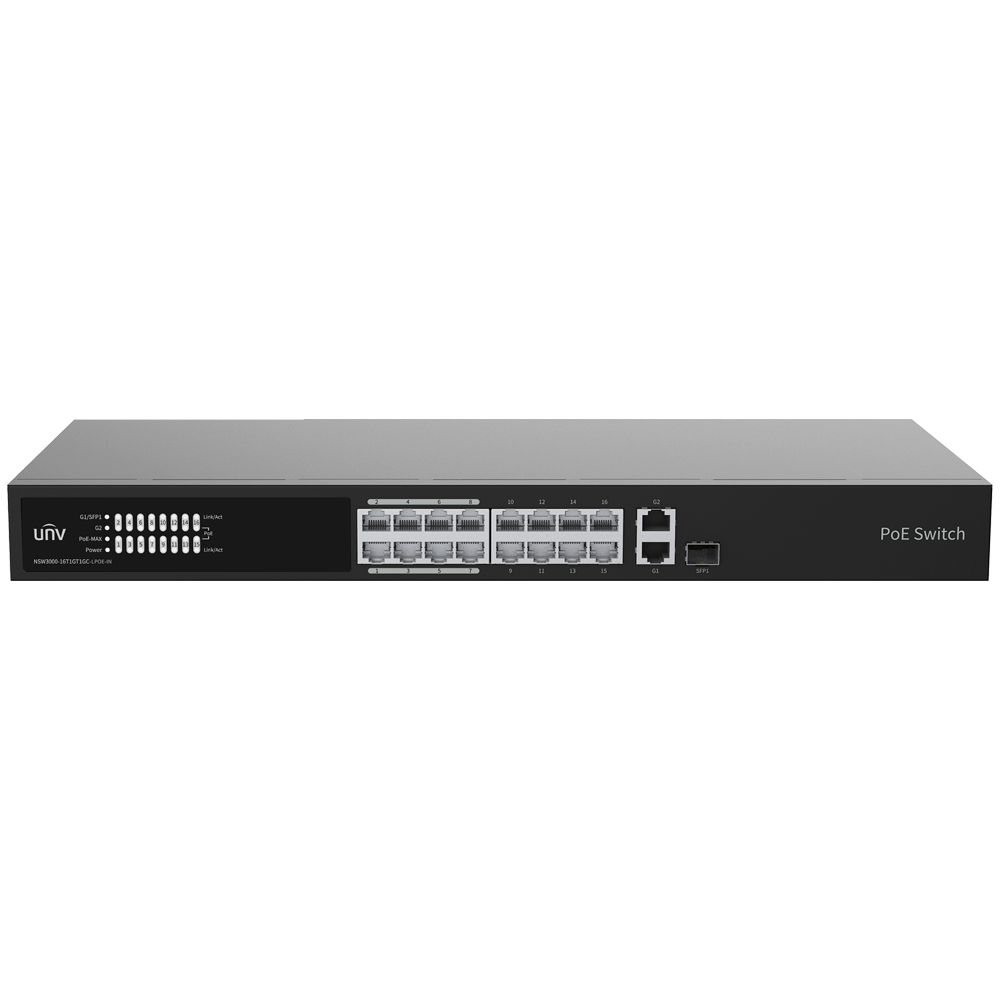Uniview Switch PoE Cloud Gestionable Capa 2 UV-NSW3000-16T1GT1GC-LPOE-IN