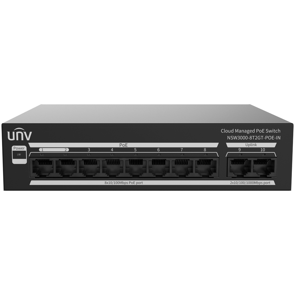 Uniview Switch PoE Cloud Gestionable Capa 2 UV-NSW3000-8T2GT-POE-IN