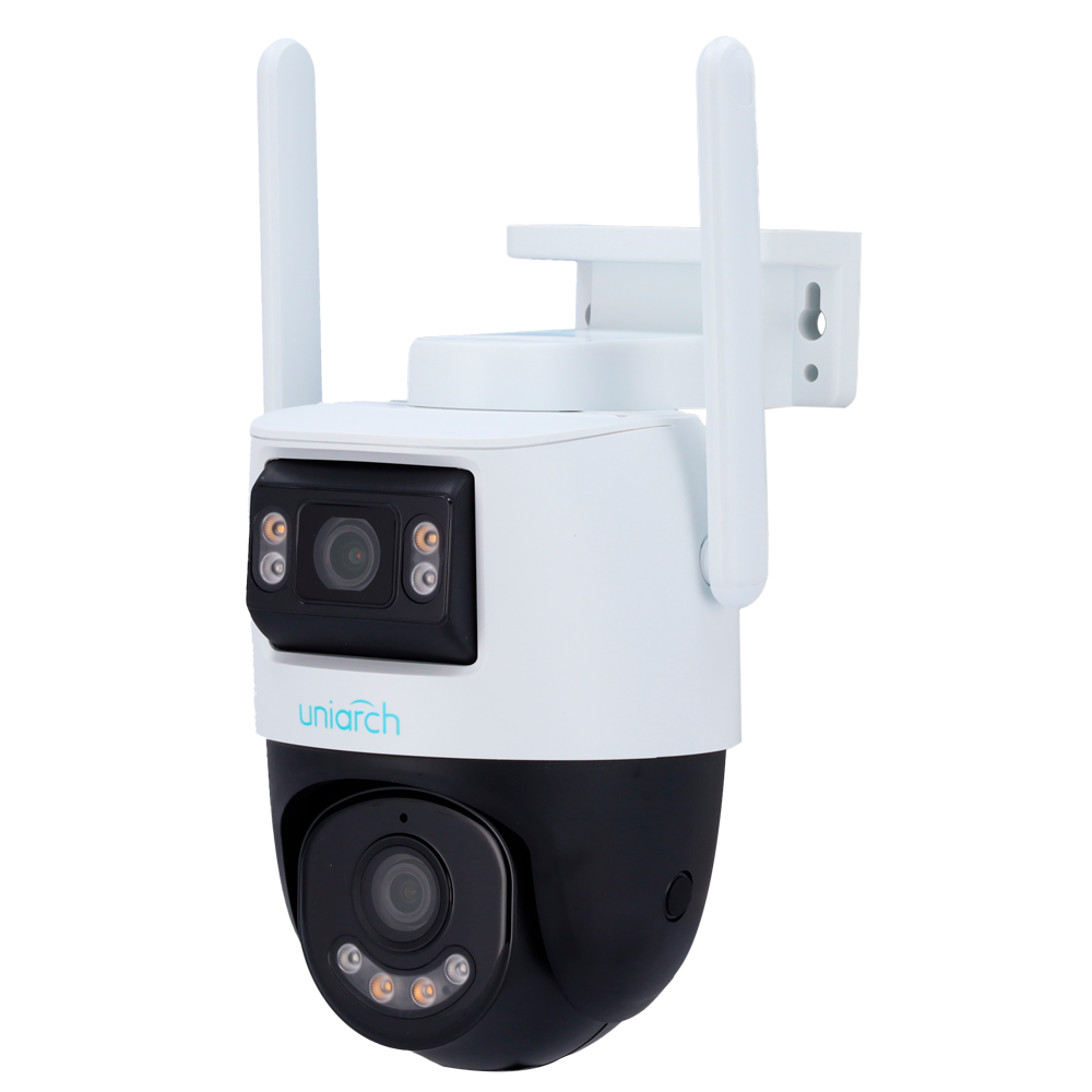 Uniarch Cámara IP WiFi Uniarch Doble lente 2.8 mm panorámica y 4 mm PTZ color blanco 3 MP, 2.8 mm 4.0 mm, WiFi, PoE UV-UHO-P2S-M55F34