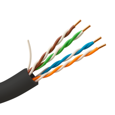 CCTV & Alarmas Cable UTP Categoría 5E Conductor CCA 24AWG color negro UV-UTP5E-305-OUTDOOR