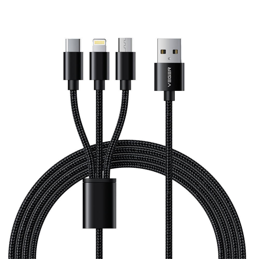 Veger Cable USB 3 en 1 color negro VG-V303
