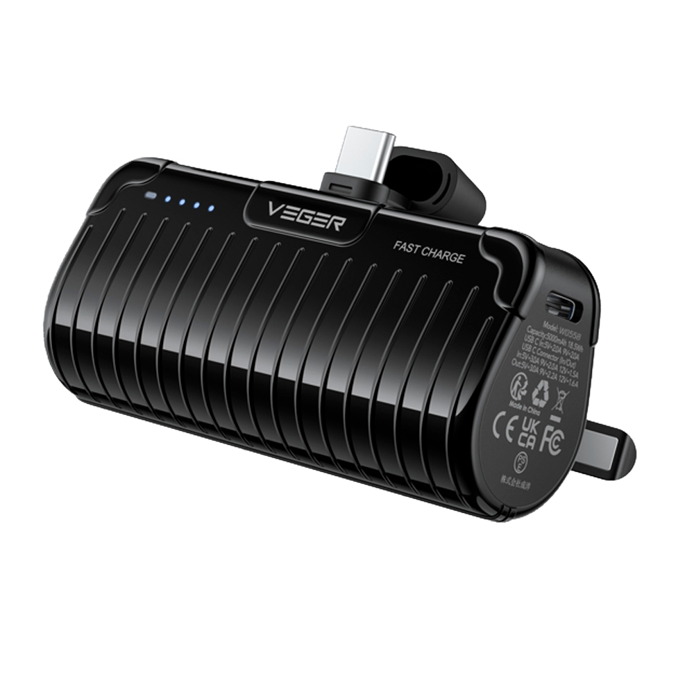 Veger Mini Power bank con LEDs carga color negro VG-W0558