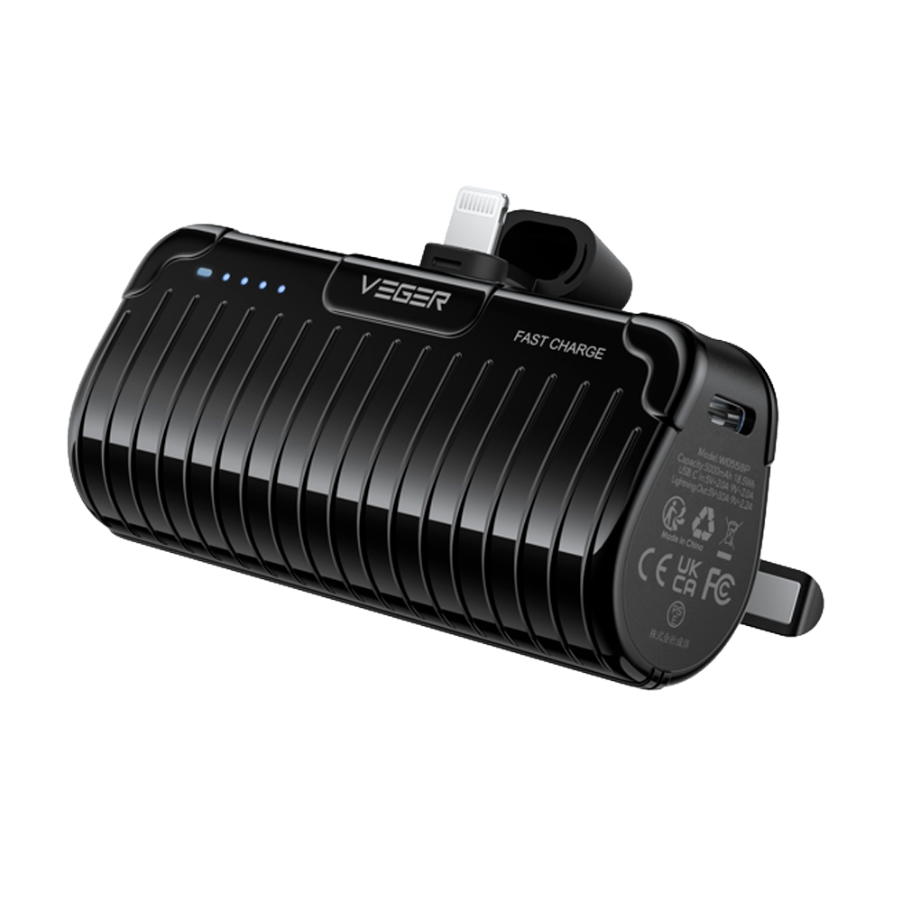 Veger Mini Power bank con LEDs carga color negro VG-W0558P