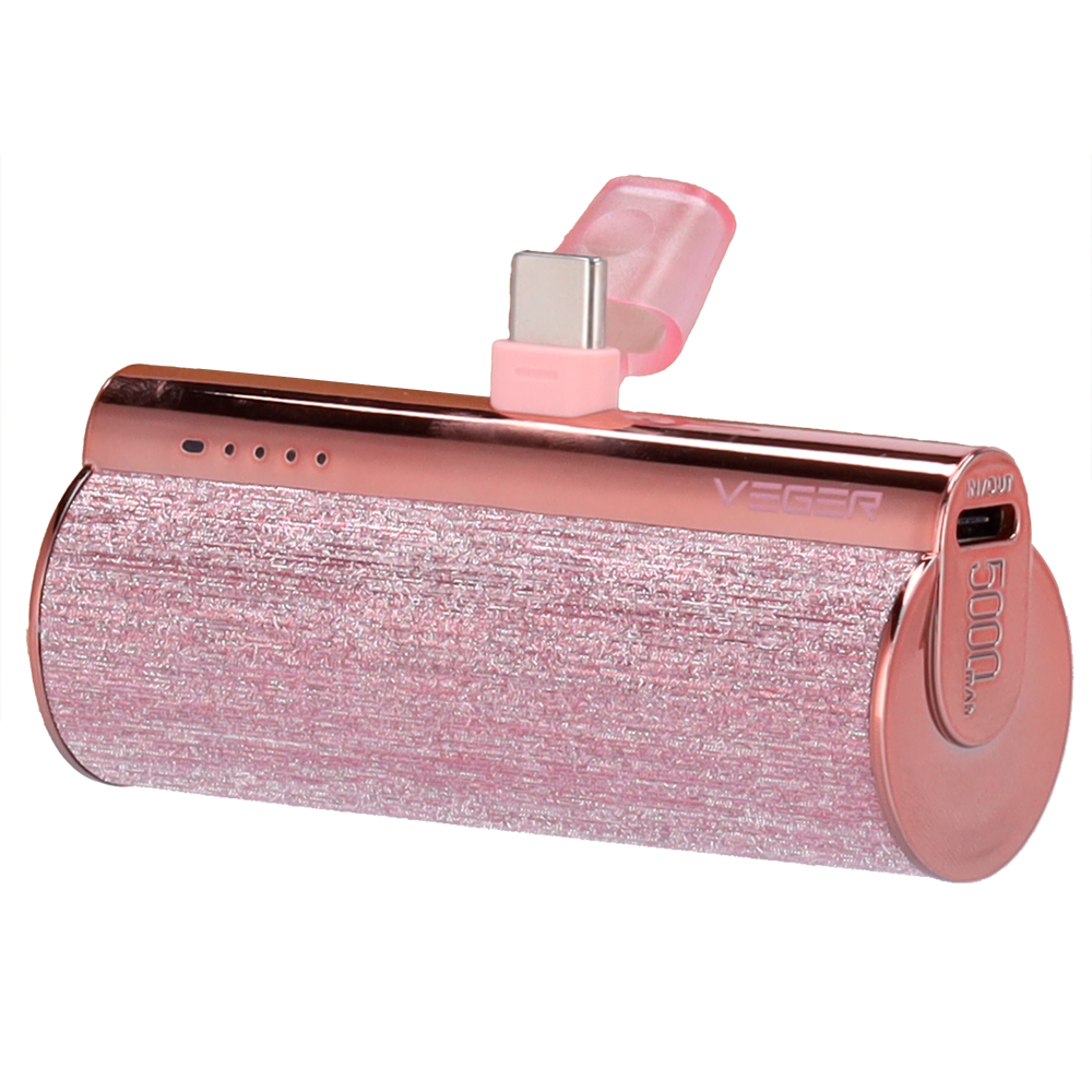 Veger Mini Power bank con LEDs carga color rosa VG-W0573-R
