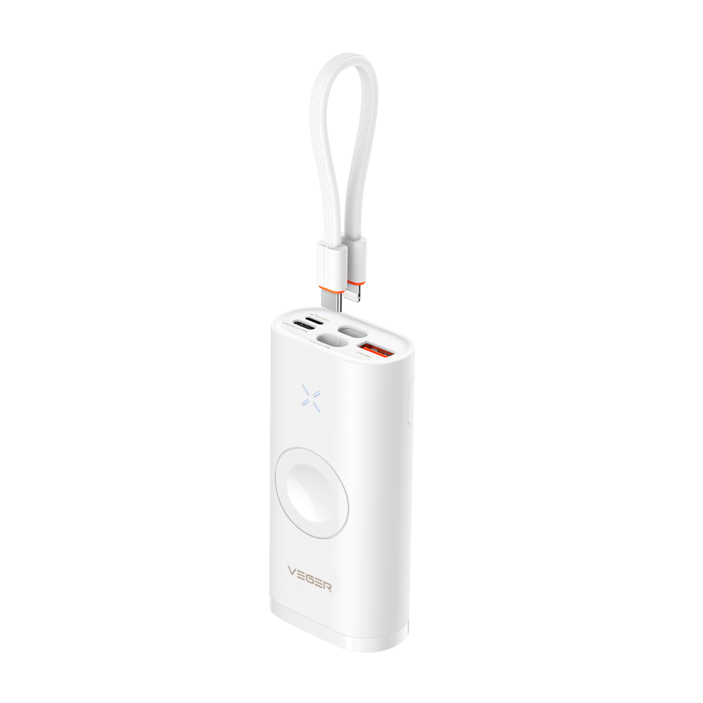 Veger Mini Power bank con LEDs carga color blanco VG-W1162S