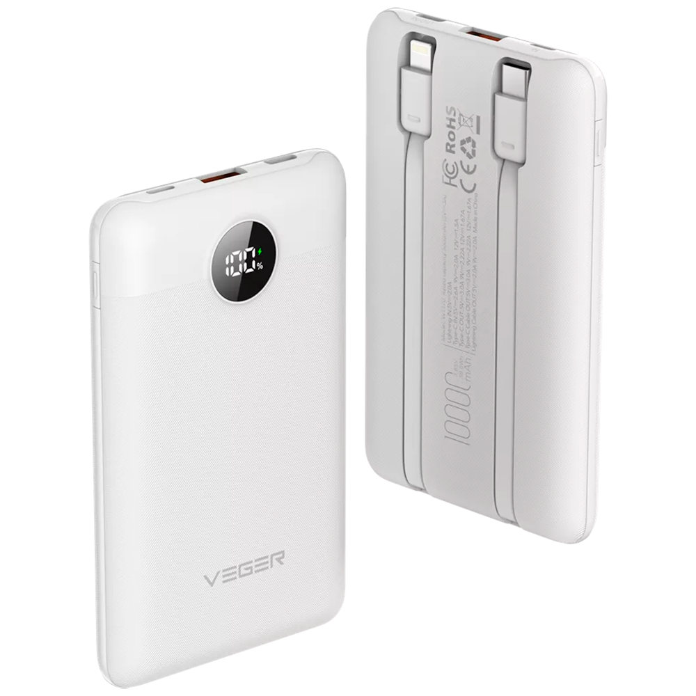Veger Power bank con pantalla LCD color blanco VG-W1170-W