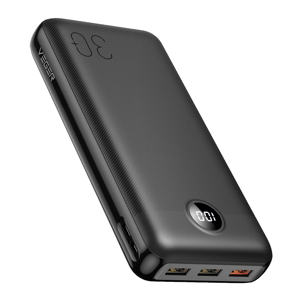 Veger Power bank con pantalla LCD color negro VG-W3008PD-L30