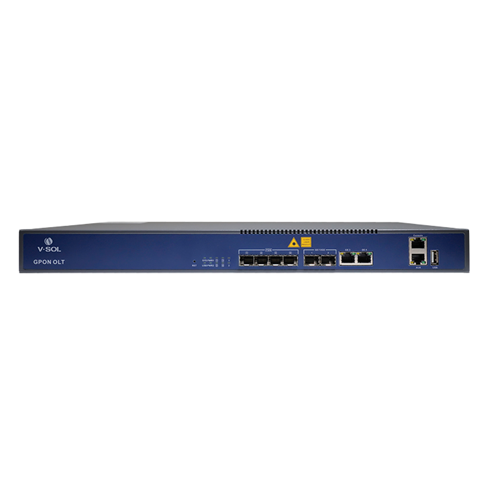 Vsol SOL 4 Puertos Pon Gpon OLT 2 Puertos RJ45 10/100/1000 Mbps + Puerto SFP+ 1/10Gigabit VSOL-V1600G0-B