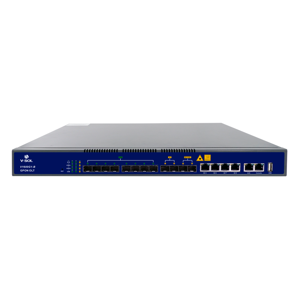 Vsol SOL 8 Puertos Pon Gpon OLT 4 Puertos RJ45 GE + 2 SFP/GE + 2SFP+ VSOL-V1600G1-B