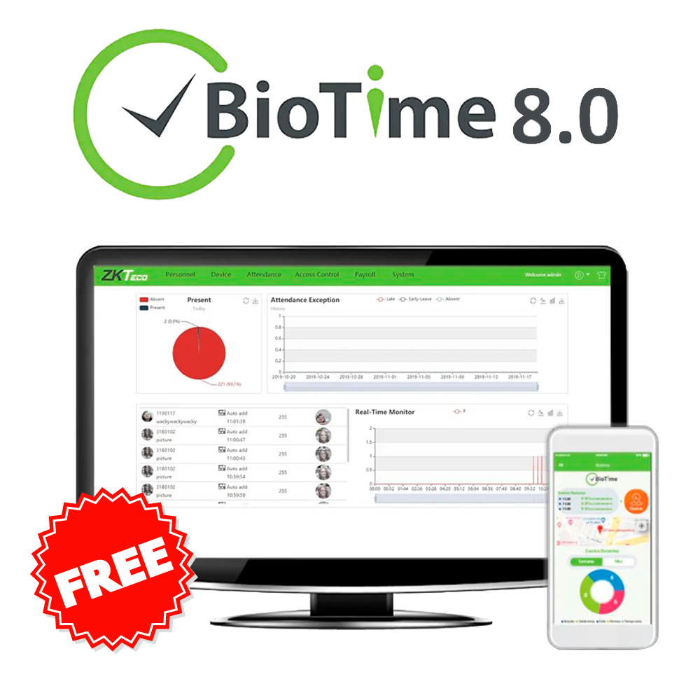 Zkteco Licencia software control de presencia ZK-BIOTIME8-2