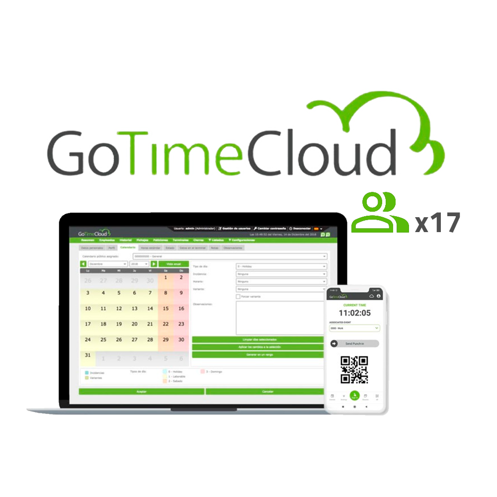 Zkteco Licencia nube control de presencia ZK-GOTIMECLOUD-17