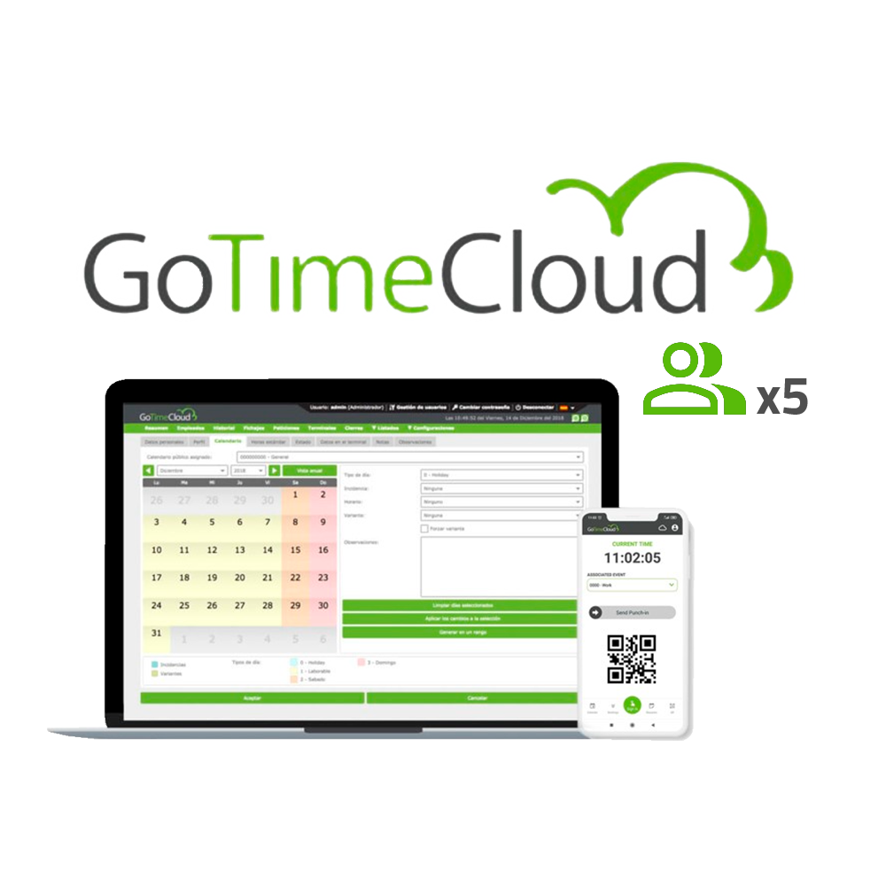 Zkteco Licencia nube control de presencia ZK-GOTIMECLOUD-5