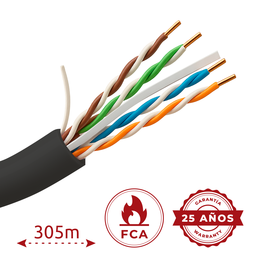 Safire Cable UTP rígido de exterior color negro UTP6-305-BC-OUTDOOR