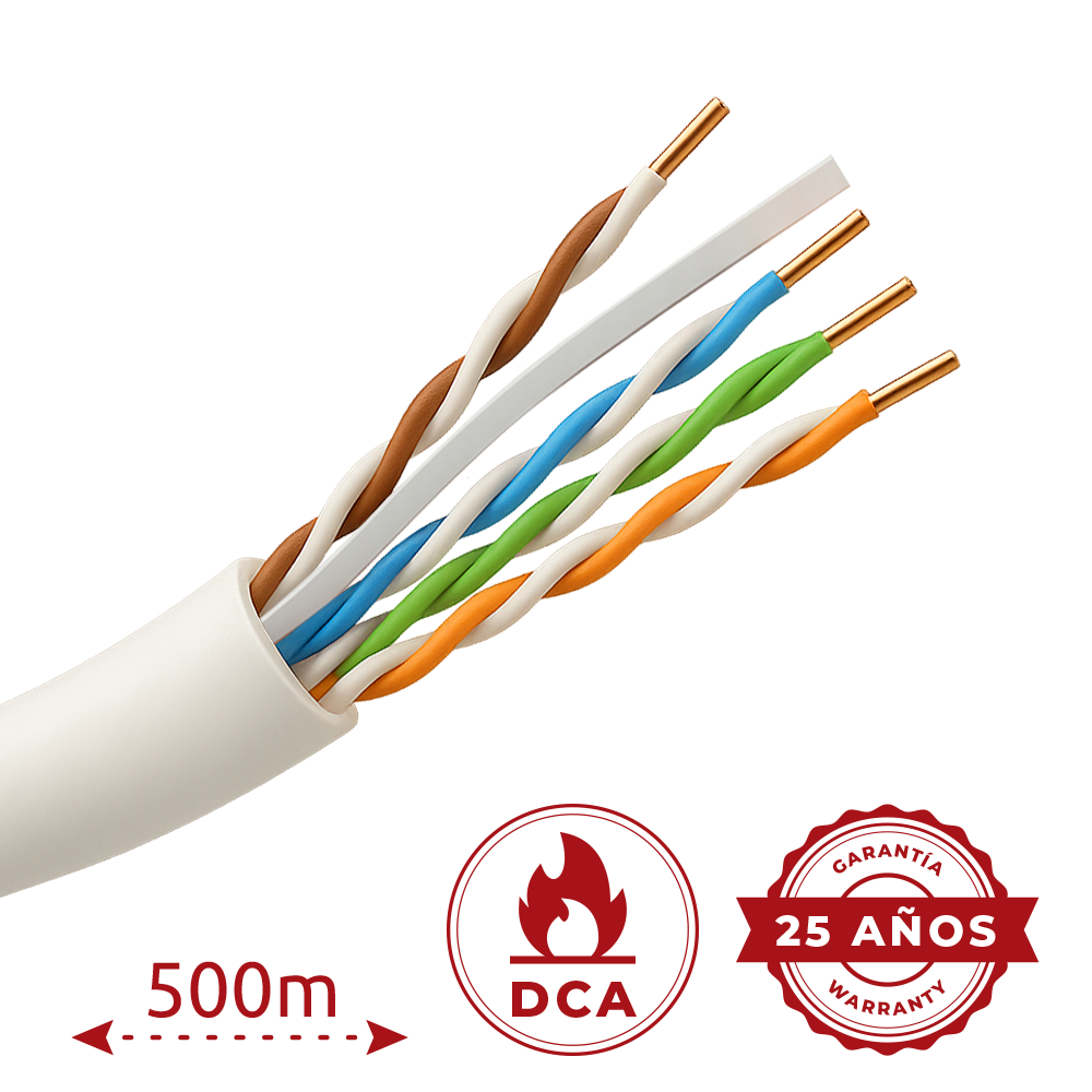 Safire Cable UTP Safire libre de halógenos color blanco-gris UTP6-500-H-Dca