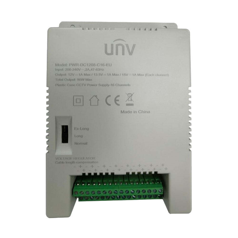 Uniview Fuente de alimentación multicanal Uniview UV-PWR-DC1208-C16-EU