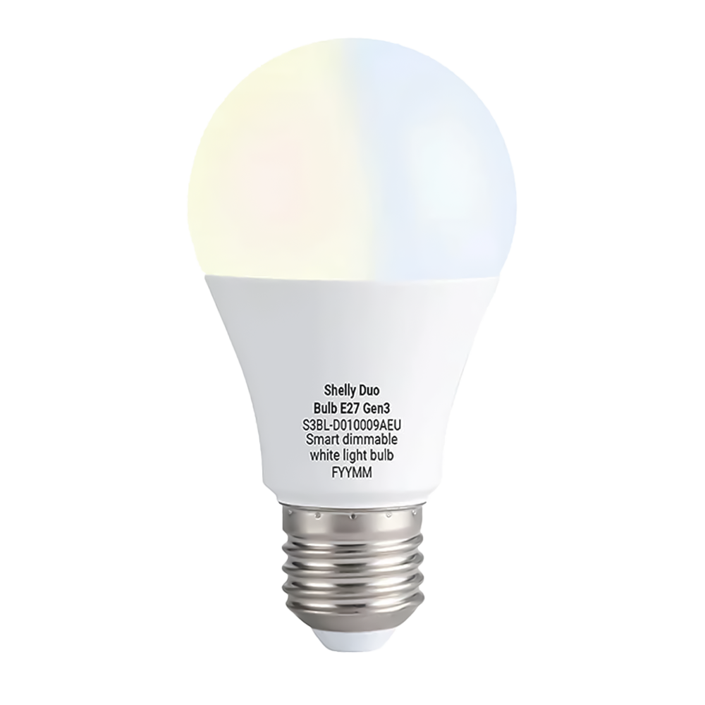 Shelly Duo Bulb E27 Gen3 Regulación de intensidad lumínica sin parpadeos SH-CCT-BULB-E27-GEN3