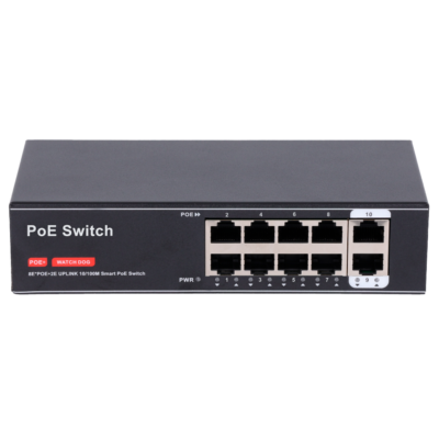 CCTV & Alarmas Switch PoE 8 puertos PoE + 2 Uplink RJ45 SW8FE2FE-100W