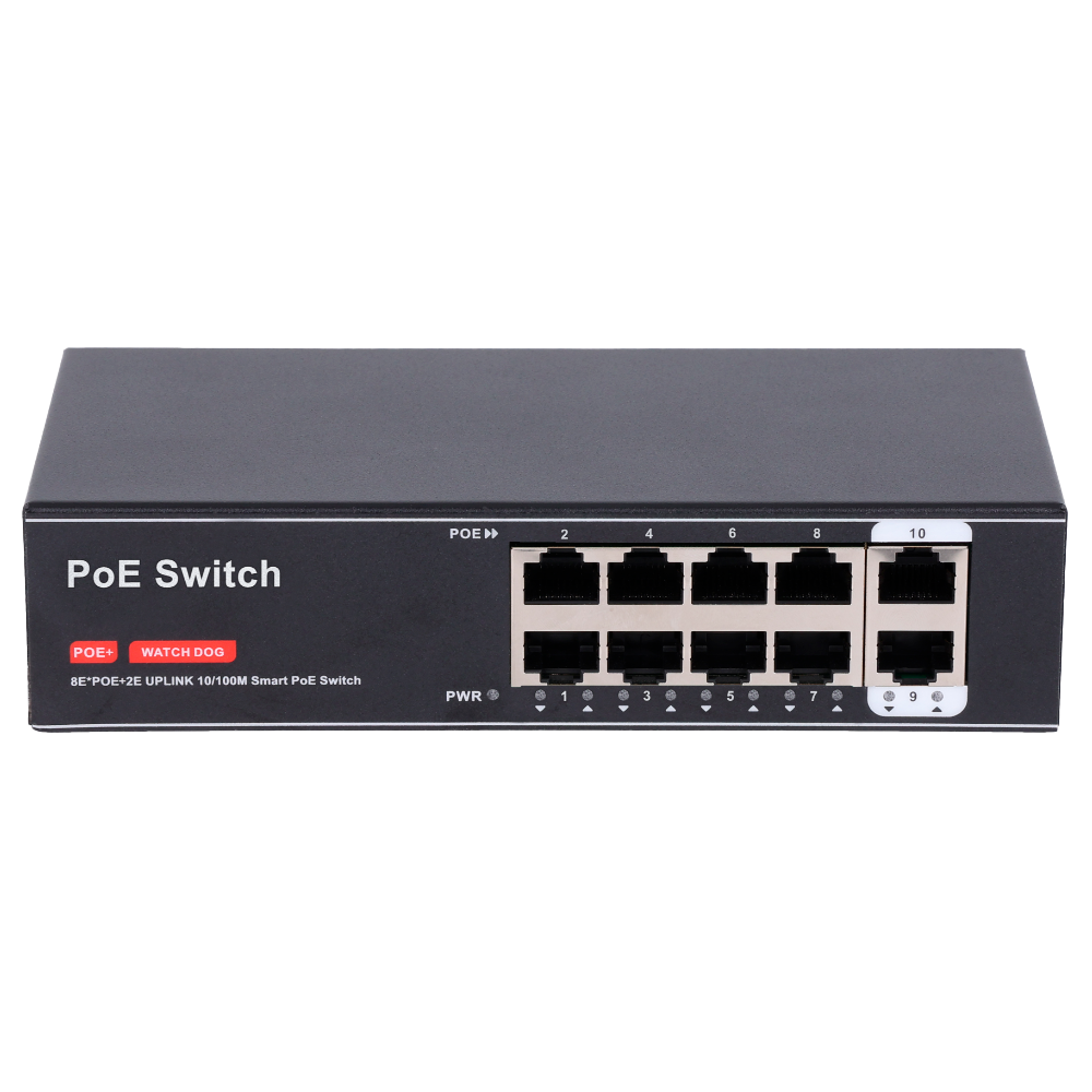 CCTV & Alarmas Switch PoE 8 puertos PoE + 2 Uplink RJ45 SW8FE2FE-100W