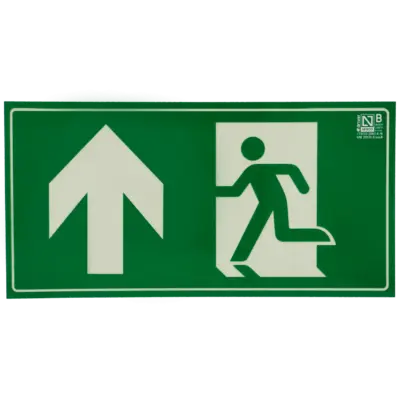 Cartel salida de emergencia arriba
