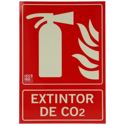 Cartel extintor de co2