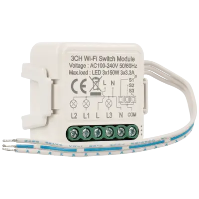 Interruptor wi-fi para 3 lámparas y 3 pulsadores de pared