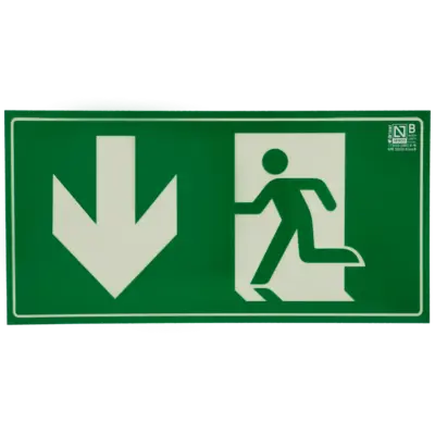 Cartel salida de emergencia abajo