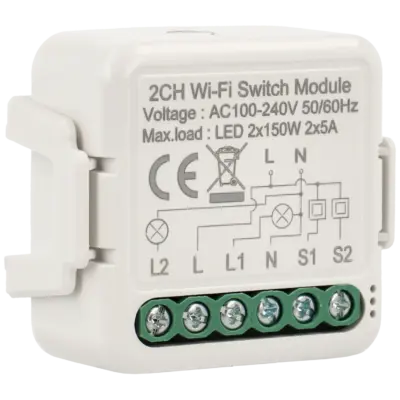 Interruptor wi-fi para 2 lámparas y 2 pulsadores de pared