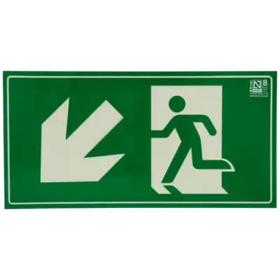 Cartel salida de emergencia izquierda descendente