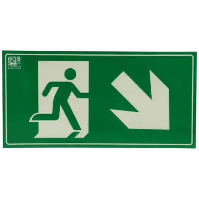 Cartel salida de emergencia derecha descendente