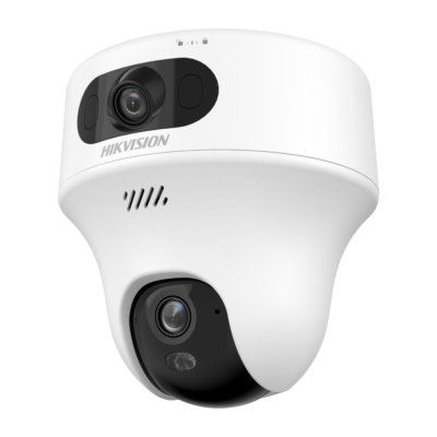 Hikvision Cámara PT IP gama Value 2 lentes fijas: Lente 1: 2.8 mm, Lente 2: 4 mm color blanco 6 MP, Doble Lente: 2.8 mm fija, 4 mm fija, PoE DS-2CFWQ6-D(2.8+4mm)