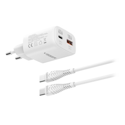 Veger Cargador de pared con cable incluido color blanco VG-TR101-kit-45W1A1C