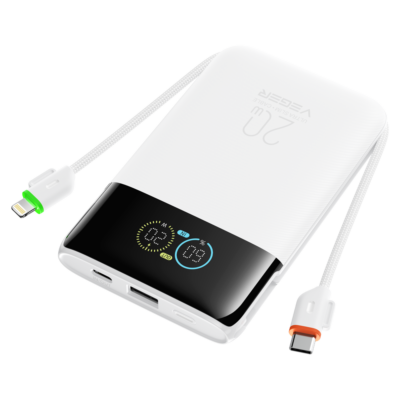 Veger Power Bank con pantalla LCD Blanco color negro VG-W1211A-W
