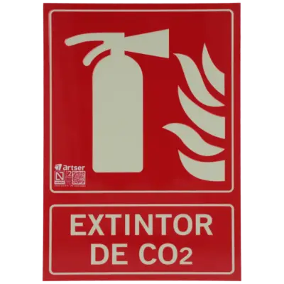 Cartel extintor de CO2