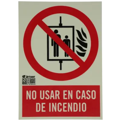 Cartel no usar en caso de incendio