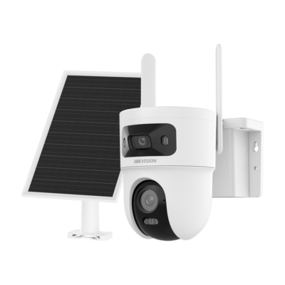 Hikvision Cámara PTZ IP 4G con panel solar VALUE color blanco 4 MP, Dos lentes en una 2.8/4 mm, PoE DS-2CFSP8-D/4G-SIM(2.8+4mm)