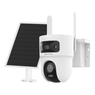Hikvision Cámara PTZ IP 4G con panel solar VALUE color blanco 4 MP, Dos lentes en una 2.8/4 mm, PoE DS-2CFSP8-D/4G(2.8+4mm)/EU