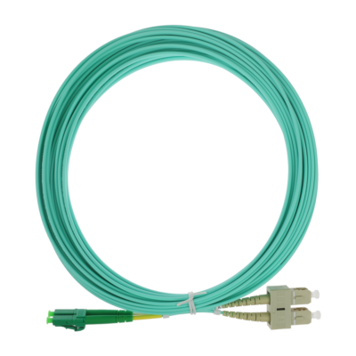 Safire Cable de conexión de fibra óptica dúplex color aqua SF-LC-APC-SC-UPC-OM4-DX-10M