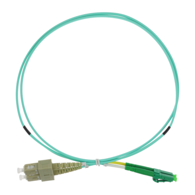 Safire Cable de conexión de fibra óptica dúplex color aqua SF-LC-APC-SC-UPC-OM4-DX-1M