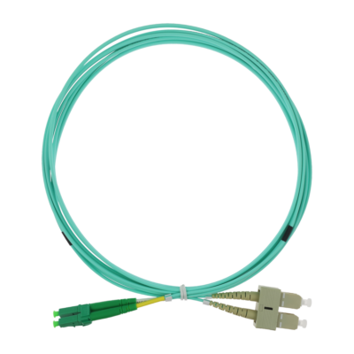 Safire Cable de conexión de fibra óptica dúplex color aqua SF-LC-APC-SC-UPC-OM4-DX-3M